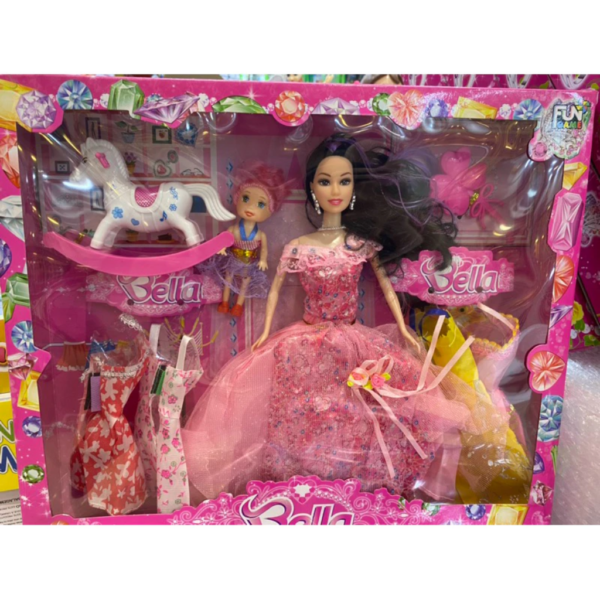 Boneca Barbie bella com filha, cavalinho, vestidos acessórios - Image 5