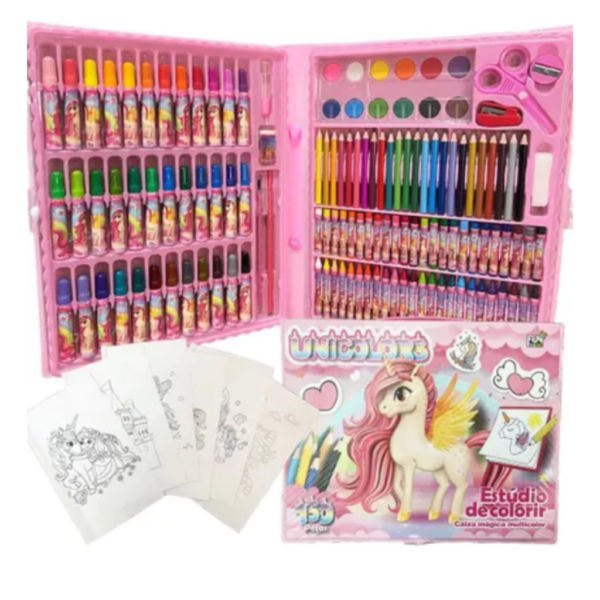 Unicolors kit pintura estudio colorir maleta escolar completo com 208 peças para colorir e criar/ menino e menina - Image 7