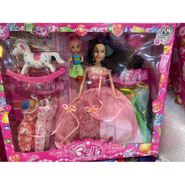 Boneca Barbie bella com filha, cavalinho, vestidos acessórios - Image 4