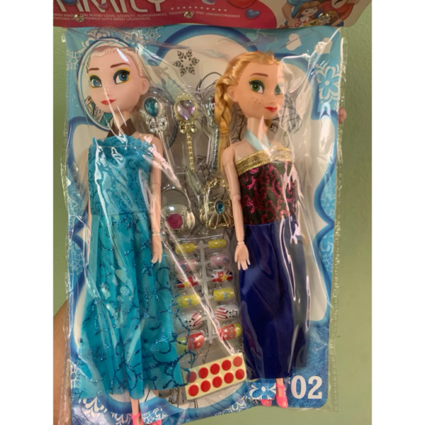 kit 2 bonecas elsa frozen e anna articuladas com acessórios estilo Barbie - Image 2