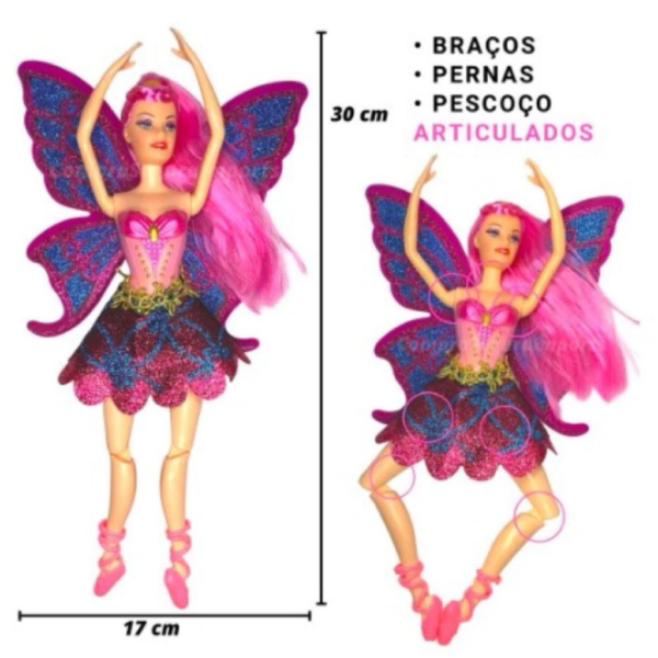 Boneca fada Bailarina Com Asa e Acessórios - Image 2