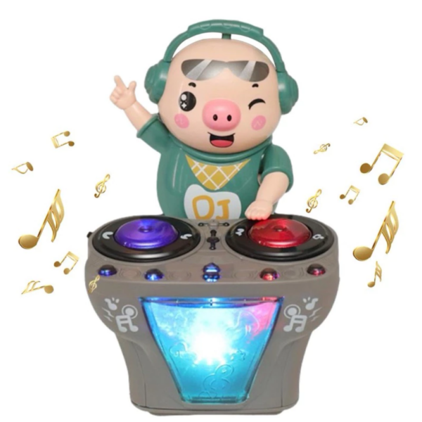 Brinquedo musical porquinho dj dançante com luzes, som e anda sozinho