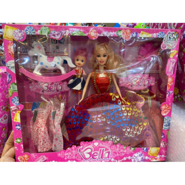 Boneca Barbie bella com filha, cavalinho, vestidos acessórios - Image 2