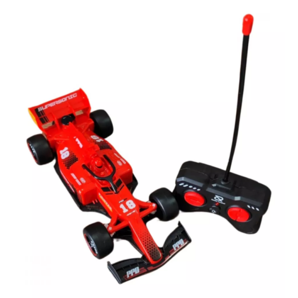 Carrinho Controle Remoto Formula 1 Recarregável Solta Fumaça Cor Vermelho Personagem Carro Corrida