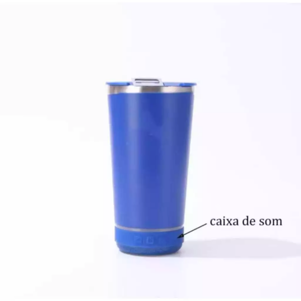 Copo Térmico de Aço 473ML com Mini Caixa de Som Bluetooth e LED - Image 6