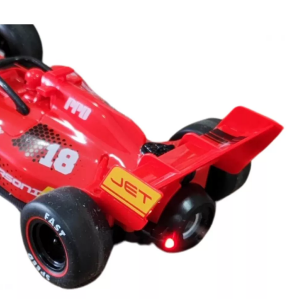 Carrinho Controle Remoto Formula 1 Recarregável Solta Fumaça Cor Vermelho Personagem Carro Corrida - Image 3