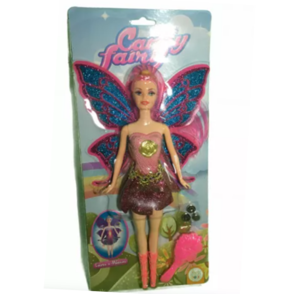 Boneca Fada Com Asas Estilo Barbie Com Luz E Som + Pente - Image 2