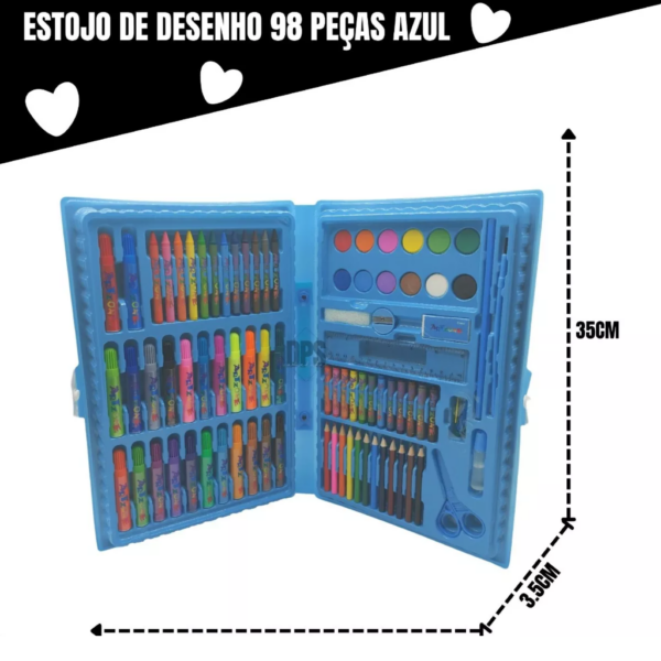 Maleta Escolar Estojo Pintura Infantil 98 Pçs Giz Canetinha - Image 6