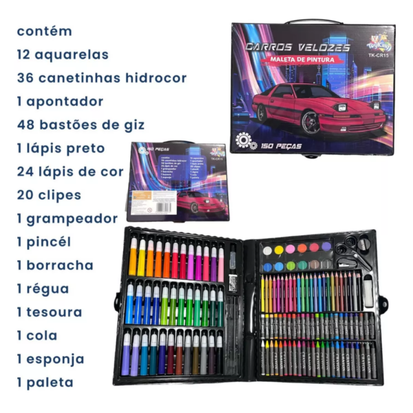 Maleta De Pintura Infantil Para Colorir Com Desenhos 150peça - Image 2